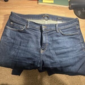 Banana Republic slim straight traveler jeans dark wash 35x36.